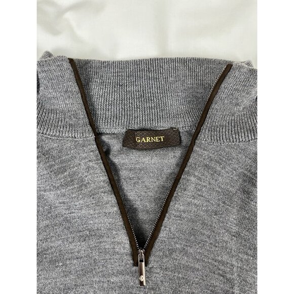 Garnet Clothiers Mens Quarter Zip Merino Wool Sweater Gray‎ Sz L (?) - Picture 4 of 7